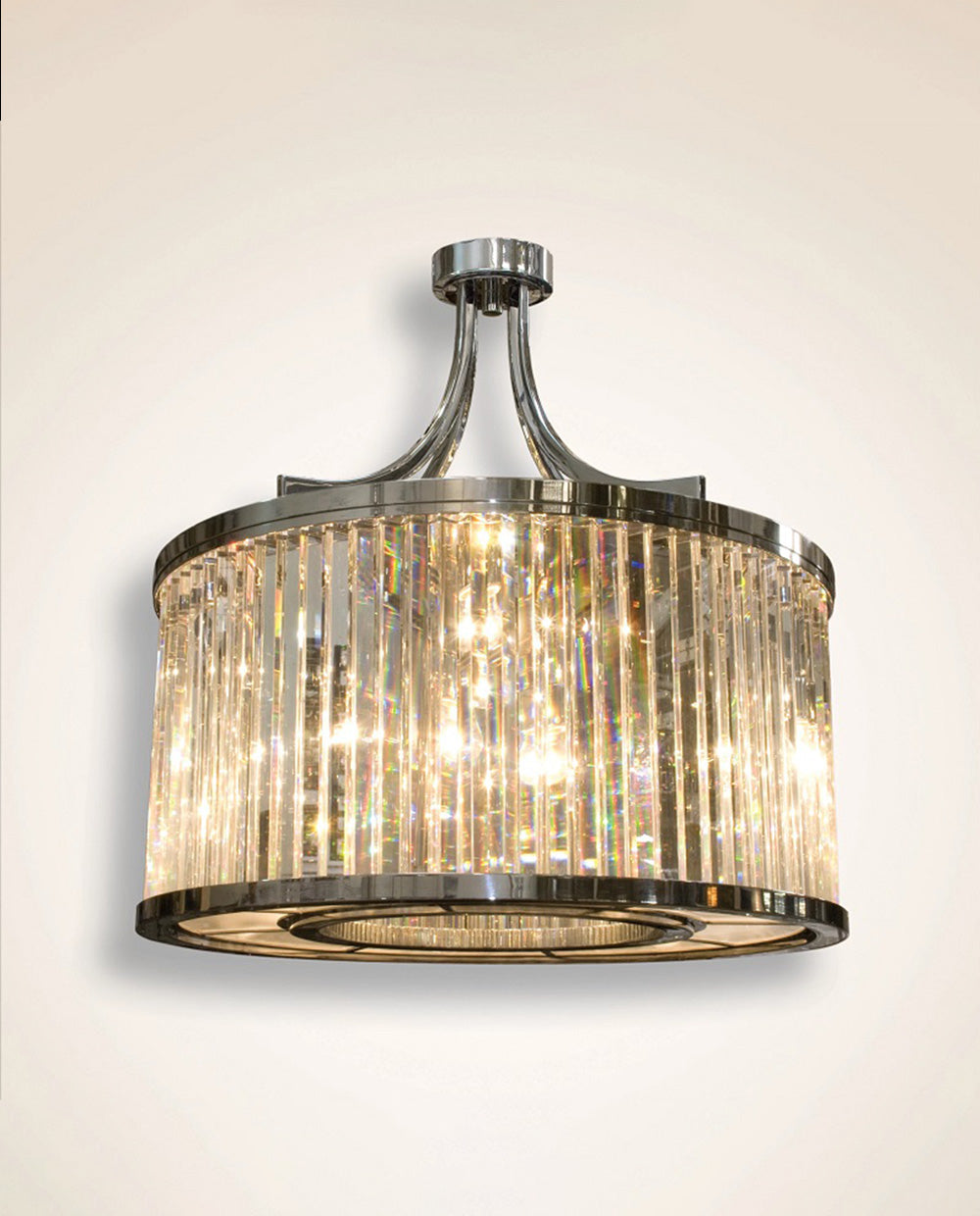 Satin Nickel Clear Crystal & Frosted Acrylic Modern Chandelier 32"W 16"H-大吊灯-Jecanoli