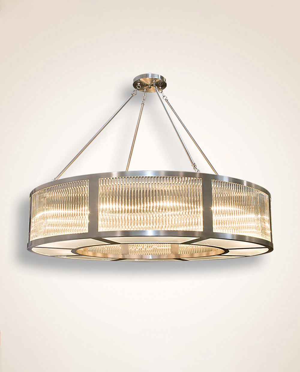 Satin Nickel Clear Glass Rod Modern Chandelier 72"W 17"H-大吊灯-Jecanoli