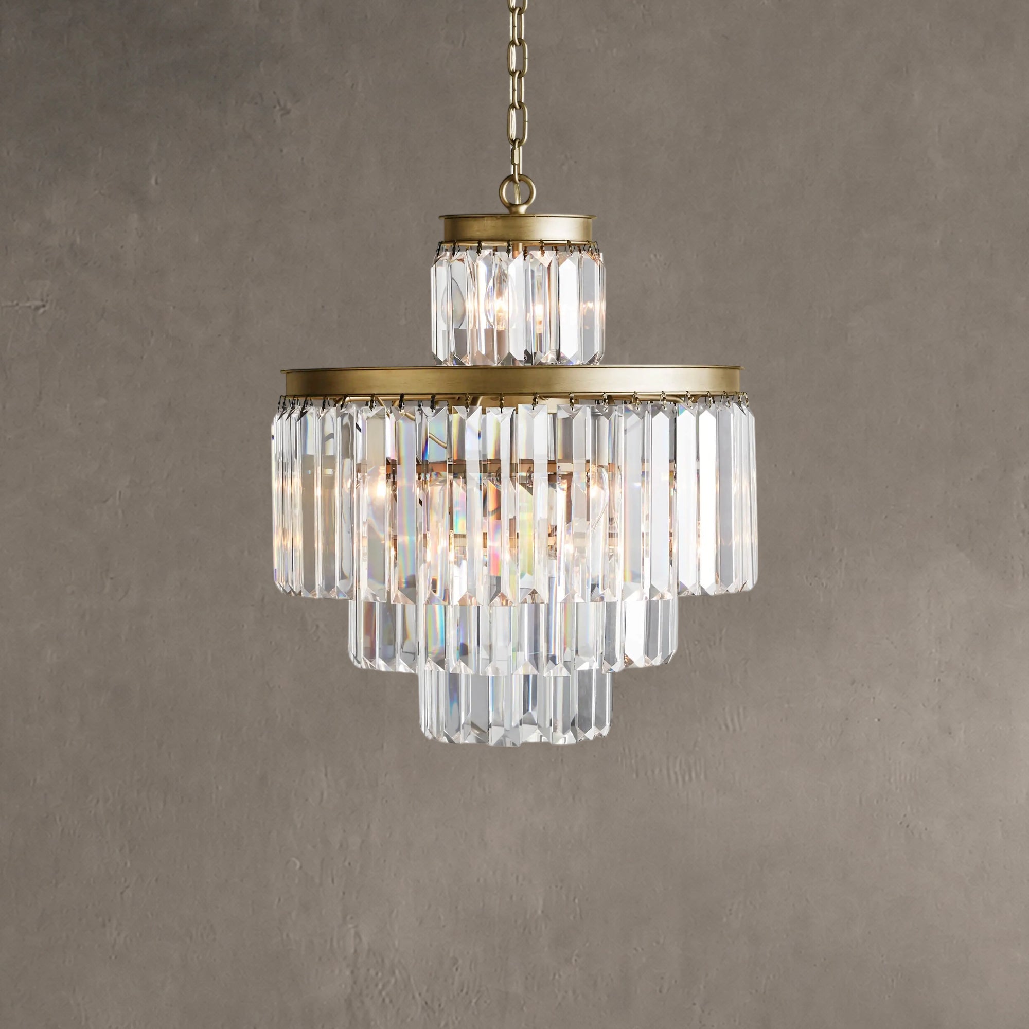 Leyland 11-Light Art Deco Chandelier with K9 Glass Crystals