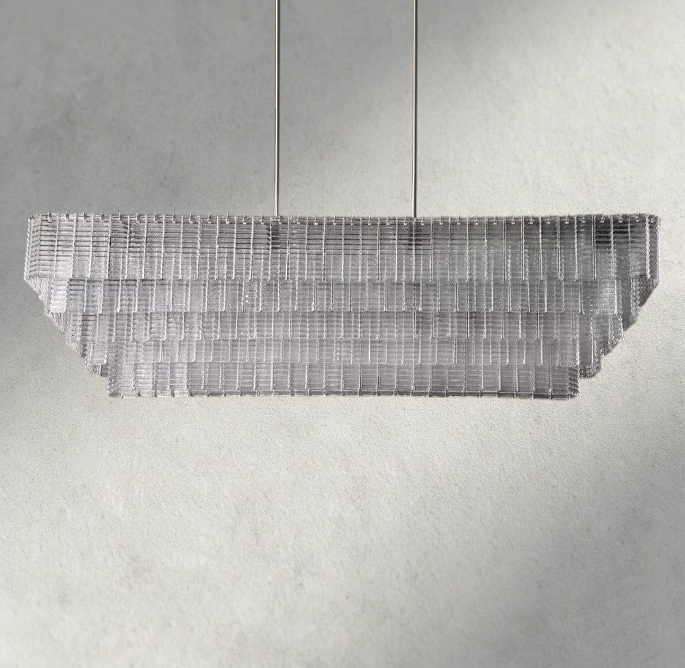 Sirene Clear Glass Rectangular Chandelier 59"-chandelier-Jecanoli