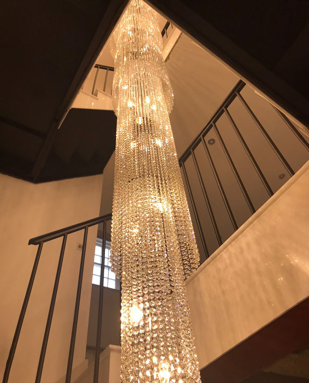Waterfall Crystal Chandelier Staircase Chandelier 22"W 236"H-大吊灯-Jecanoli