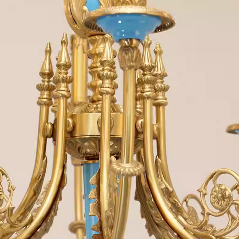 30X23 Inch 8 Lights Rococo Style Small Antique Copper Chandelier for Bedroom-铜灯-Jecanoli