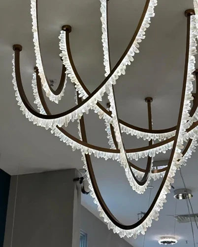Modern High-End Curved Necklace Natural Crystal Ceiling Chandelier