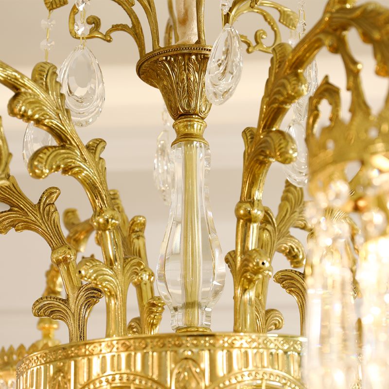 29.5 Inch Wide French Empire Style Brass Crystal Chandelier Gold Living Room Chandelier-铜灯-Jecanoli