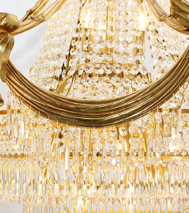 59X79 Inch Large Foyer Chandelier Gold Crystal Chandelier Lighting for High Ceiling-大吊灯-Jecanoli