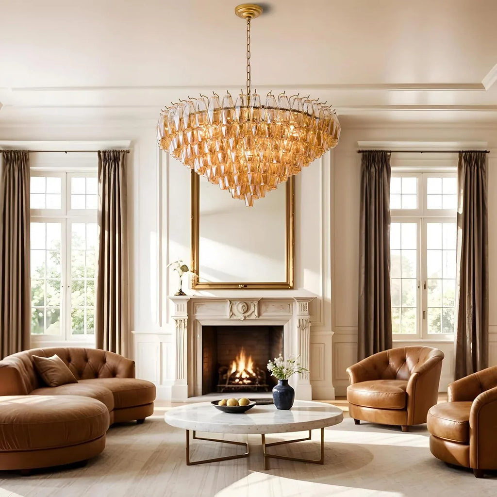 Cyra Glass Tiered Round Chandelier