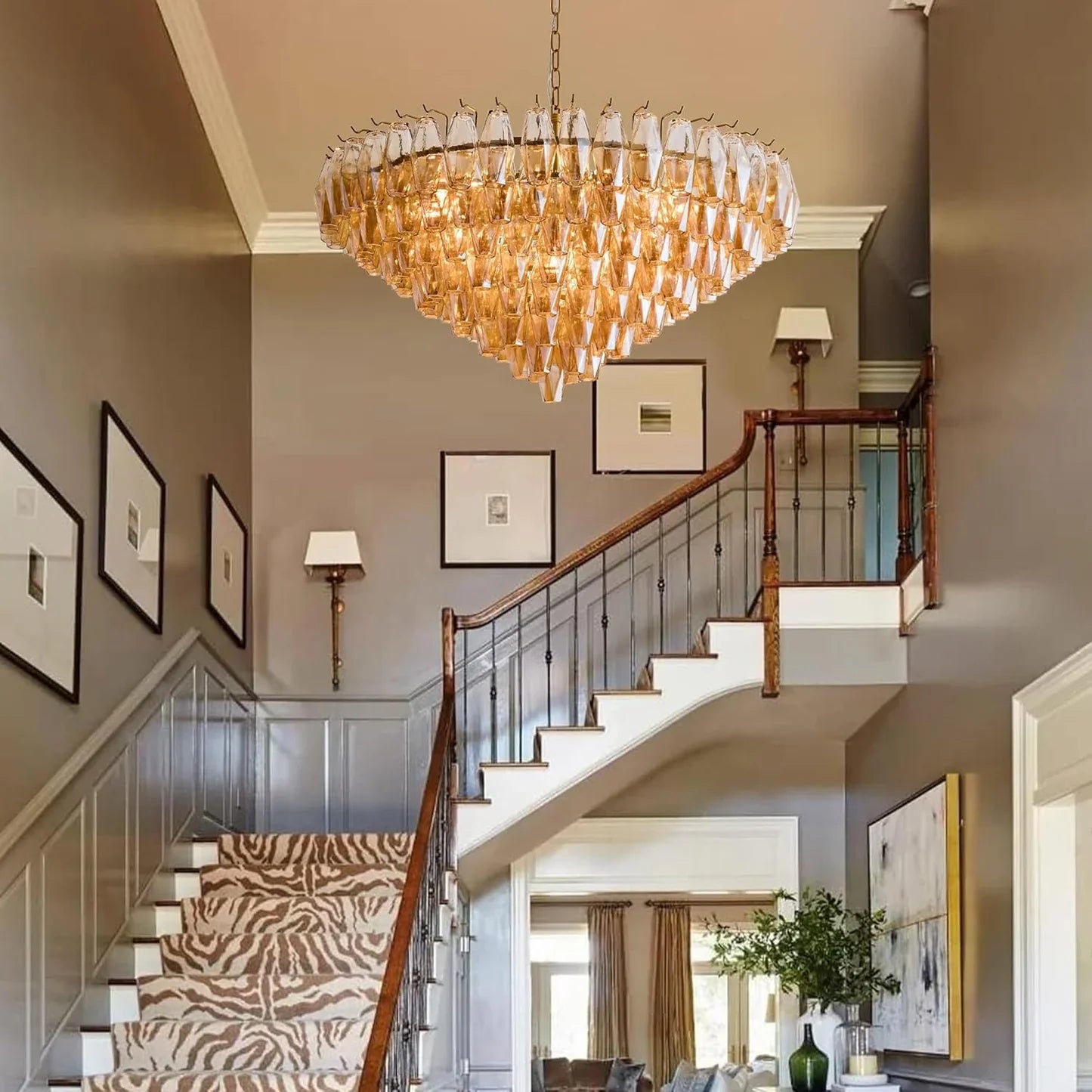 Cyra Glass Tiered Round Chandelier