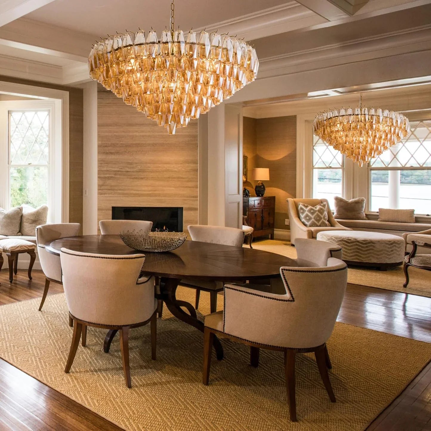 Cyra Glass Tiered Round Chandelier