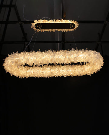 47'' Oval Modern Clear Geode Quartz Crystal Chandelier for Dining Room-现代灯-Jecanoli