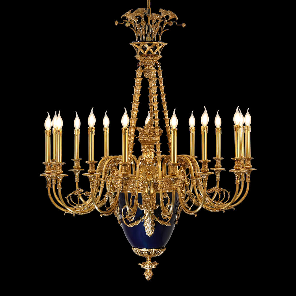 40X51 Inch 15 Lights Baroque Style Cast Copper Angles Antique French Empire Brass Chandelier-铜灯-Jecanoli