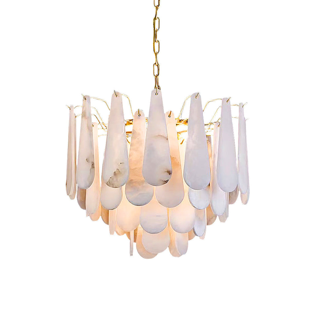 Alabaster Feathery Chandelier 21.7"D 31.5"D