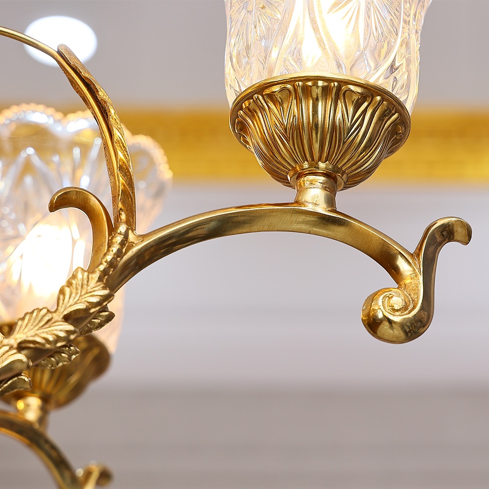 33X25 Inch 6 Lights Small Antique Copper Chandelier Light with Glass Shades-铜灯-Jecanoli