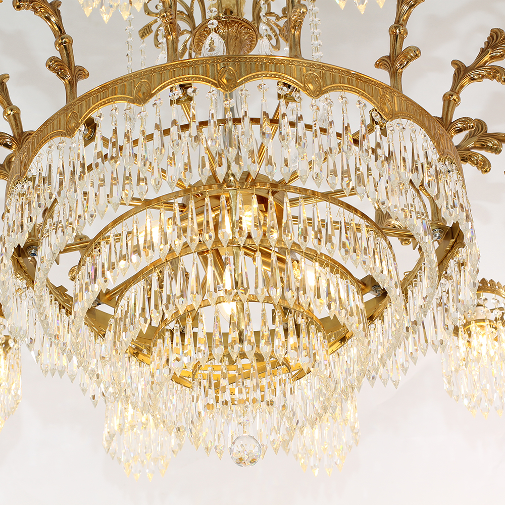 47 Inch Wide French Empire Style Brass Crystal Chandelier Gold Living Room Chandelier-铜灯-Jecanoli