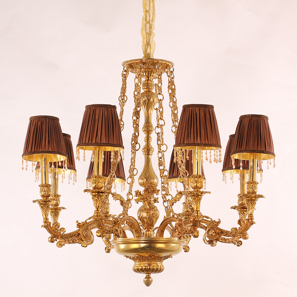 35X30 Inch 8 Lights Baroque Style Antique Copper Chandelier-铜灯-Jecanoli