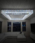72 Inch Big Square Flush Mounted Chrome Crystal Chandelier for Living Room-吊灯-Jecanoli