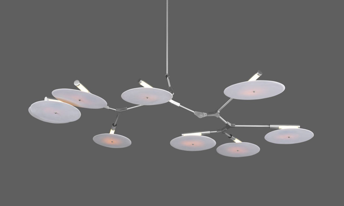 9-light Branching Disc Flush mount - Brushed Brass / Porcelain-Jecanoli