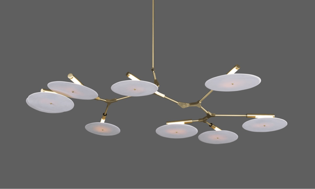 9-light Branching Disc Flush mount - Brushed Brass / Porcelain-Jecanoli