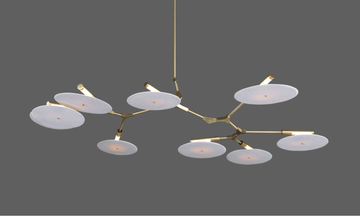 9-light Branching Disc Flush mount - Brushed Brass / Porcelain-Jecanoli