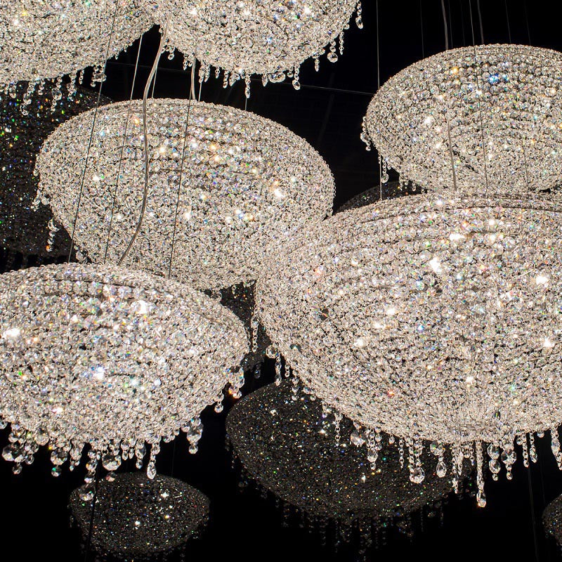 Modern Crystal Chain Chandelier Lighting 47" W 24"H-大吊灯-Jecanoli