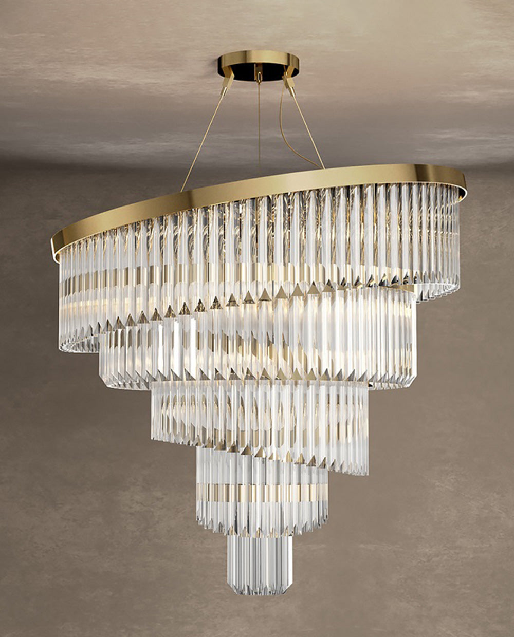 Gold Plated Spiral Crystal Designer Chandelier 39"W 39"H-大吊灯-Jecanoli