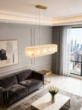 40 Inch Two-tier Linear Alabaster Chandelier Lighting for Dining Room-现代灯-Jecanoli