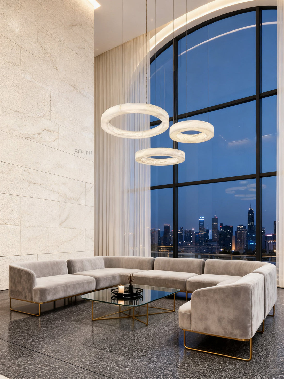 24''/ 31.5''/ 40'' Single Ring Modern Alabaster Chandelier Lighting-现代灯-Jecanoli