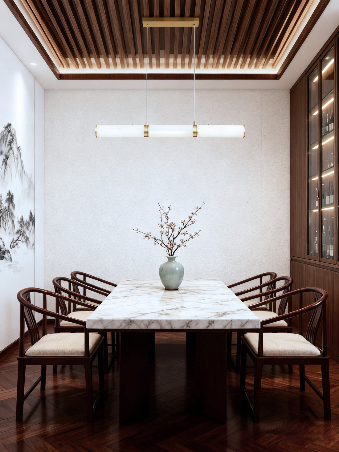 40''/ 48''/ 55'' Linear Chandelier Modern Alabaster Chandelier Lighting for Kitchen Island-现代灯-Jecanoli