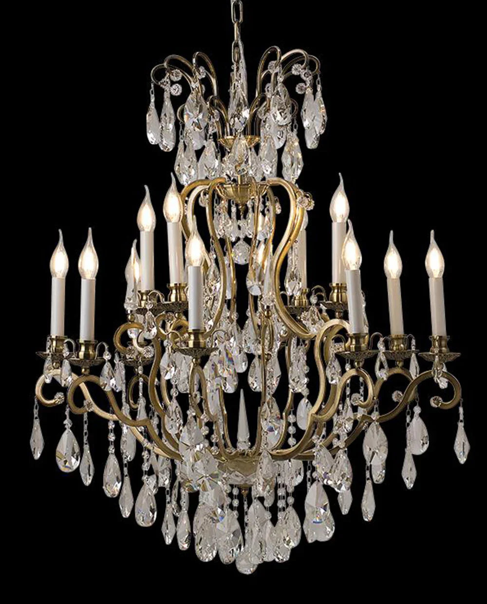 31'' Living Room Chandelier 12 Lights Antique Wrought Iron Crystal Chandelier Lighting WI01L12-吊灯-Jecanoli