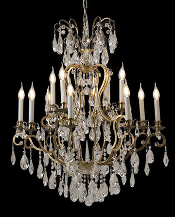 31'' Living Room Chandelier 12 Lights Antique Wrought Iron Crystal Chandelier Lighting WI01L12-吊灯-Jecanoli