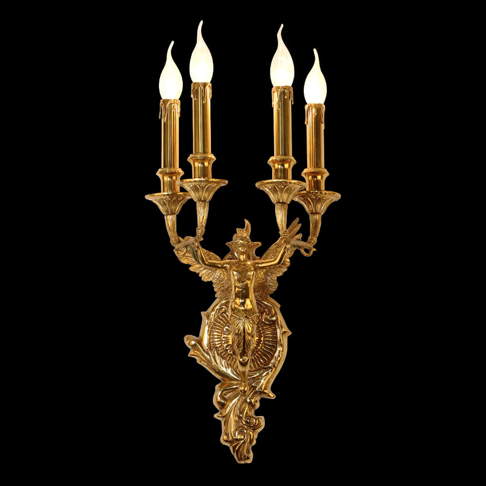 4 Lights European Retro Brass Wall Sconce Antique Angel Wall Lamp-壁灯-Jecanoli