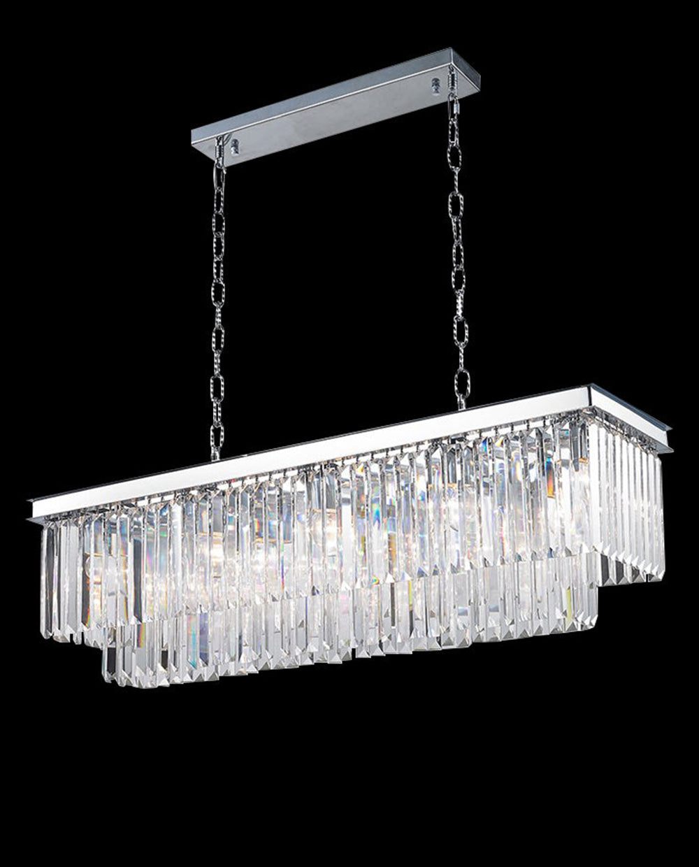 40 Inch Rectangle Chandelier Modern Crystal Chandelier Lighting for Dining Room-现代灯-Jecanoli