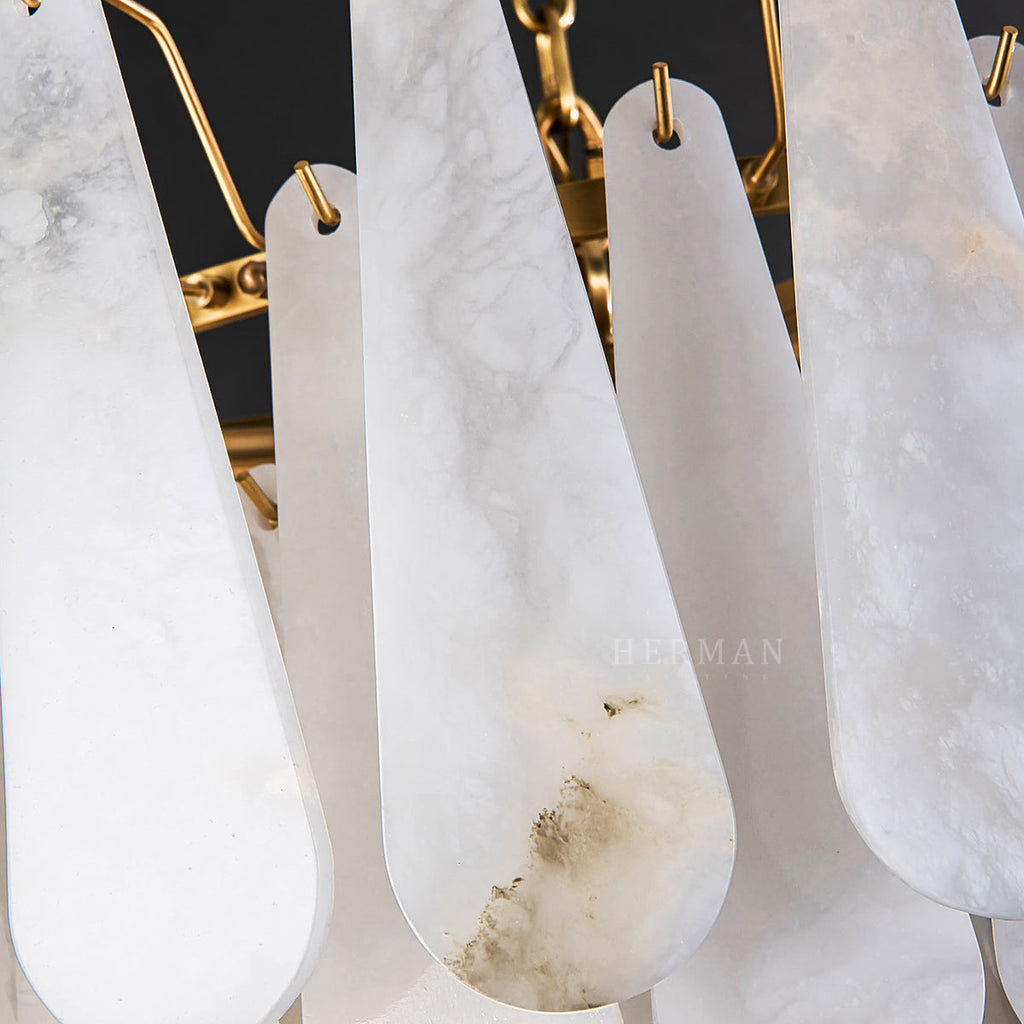 Alabaster Feathery Chandelier 21.7"D 31.5"D