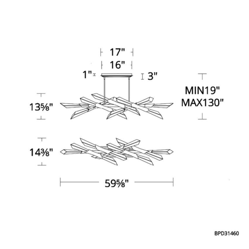 Axel Linear Chandelier 60"-Chandelier-Jecanoli
