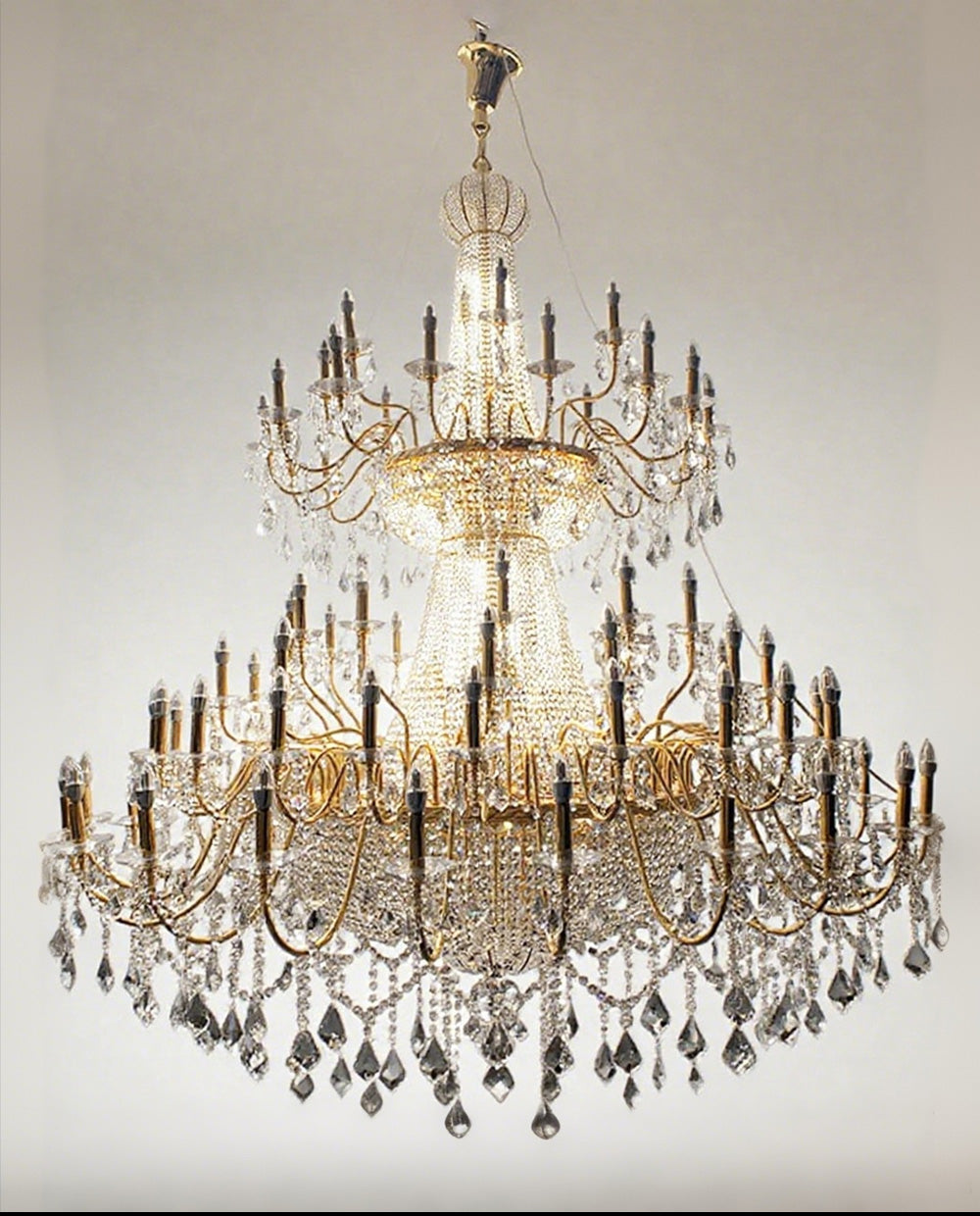 7ft Wide Large Gold Crystal Chandelier for Foyer 83"W 98"H-大吊灯-Jecanoli