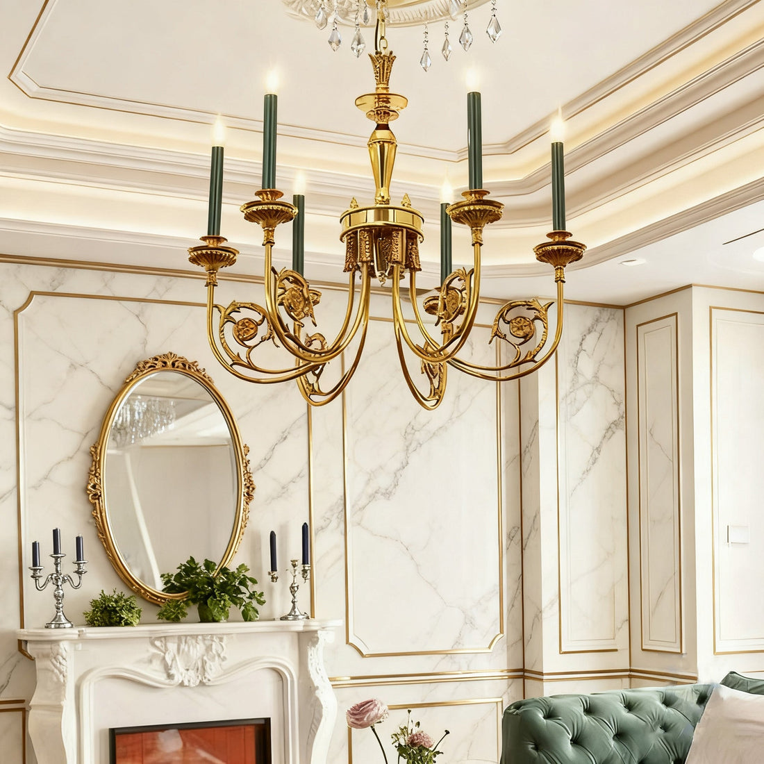 26-34 Inch Multiple Size Small Baroque Style Royal French Copper Chandelier Lighting-铜灯-Jecanoli
