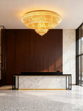 59 Inch Big Round Gold Flush Mounted Crystal Chandelier for Banquet Hall-大吊灯-Jecanoli