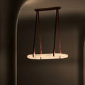Alabaster Round Leather Chandelier – Luxury LED Ceiling Light