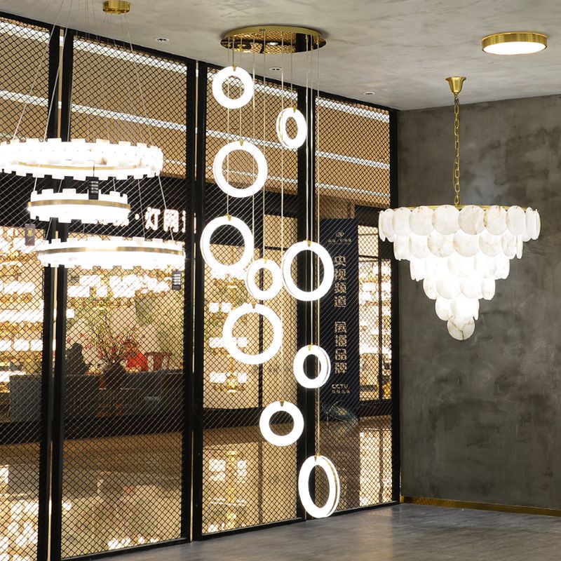 Alabaster Staircase Chandelier Light-chandeliers for dining room,chandeliers for stairways,chandeliers for foyer,chandeliers for bedrooms,chandeliers for kitchen,chandeliers for living room-Jecanoli