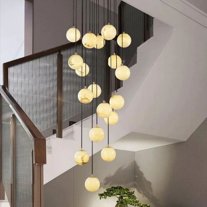 Alabaster Global Wavy Chandelier-Pendant for living room,Pendant for kitchen,Pendant for bathrooms,Pendant for bedrooms,Pendant for foyer,Pendant for stairways,Pendant for dining room-Jecanoli