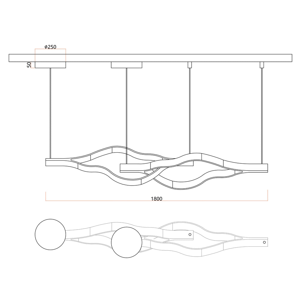 Modern Simple Aluminum Waving Chandelier
