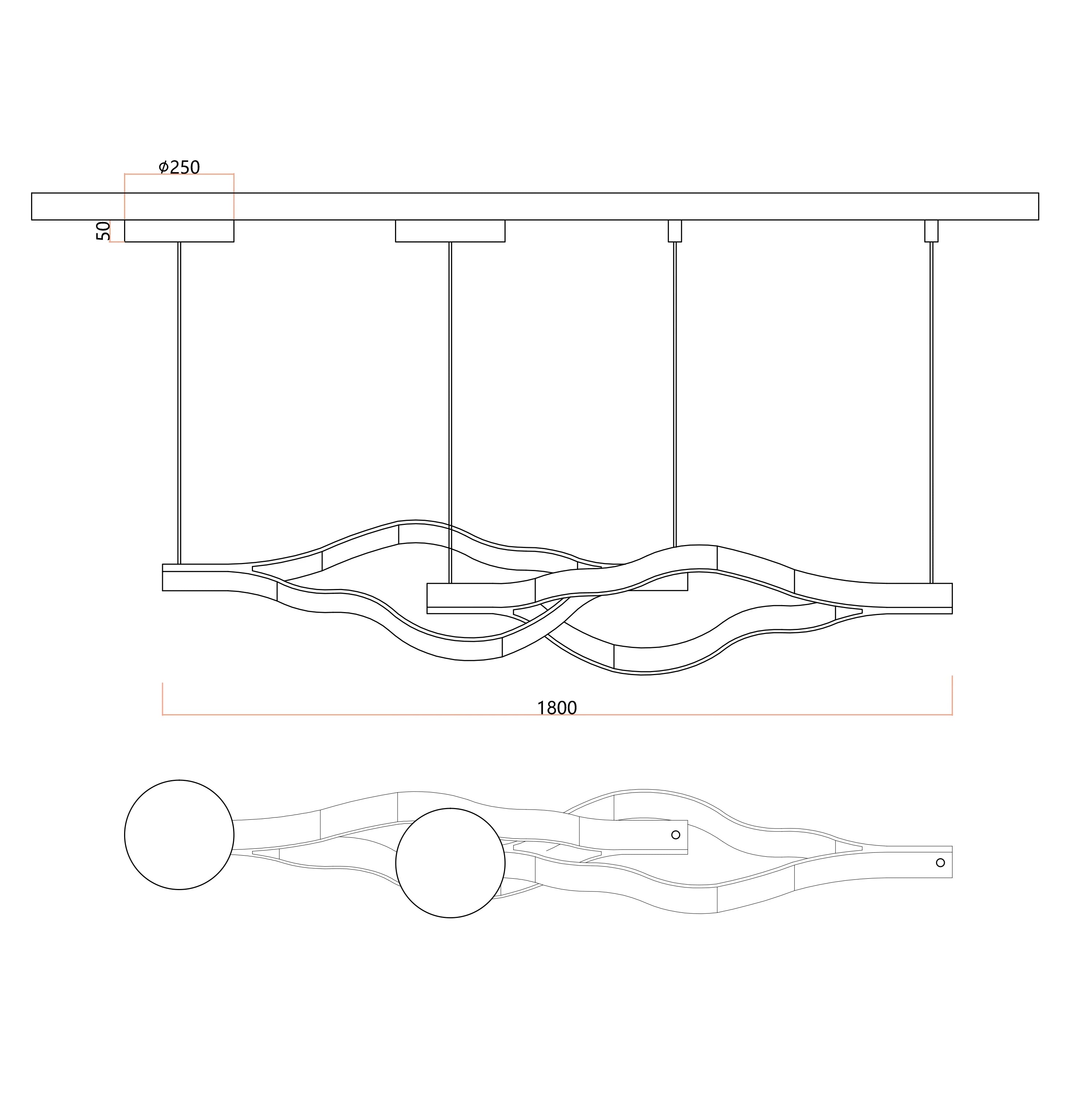 Modern Simple Aluminum Waving Chandelier