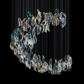 Designer Aqua Ripple Glass Art Customize Chandelier-Chandelier-Jecanoli