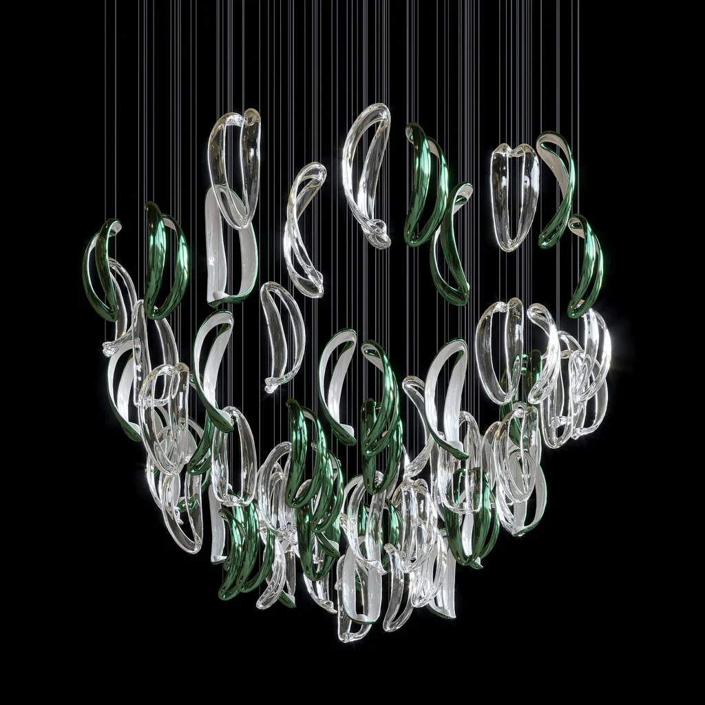 Designer Aqua Ripple Glass Art Customize Chandelier-Chandelier-Jecanoli