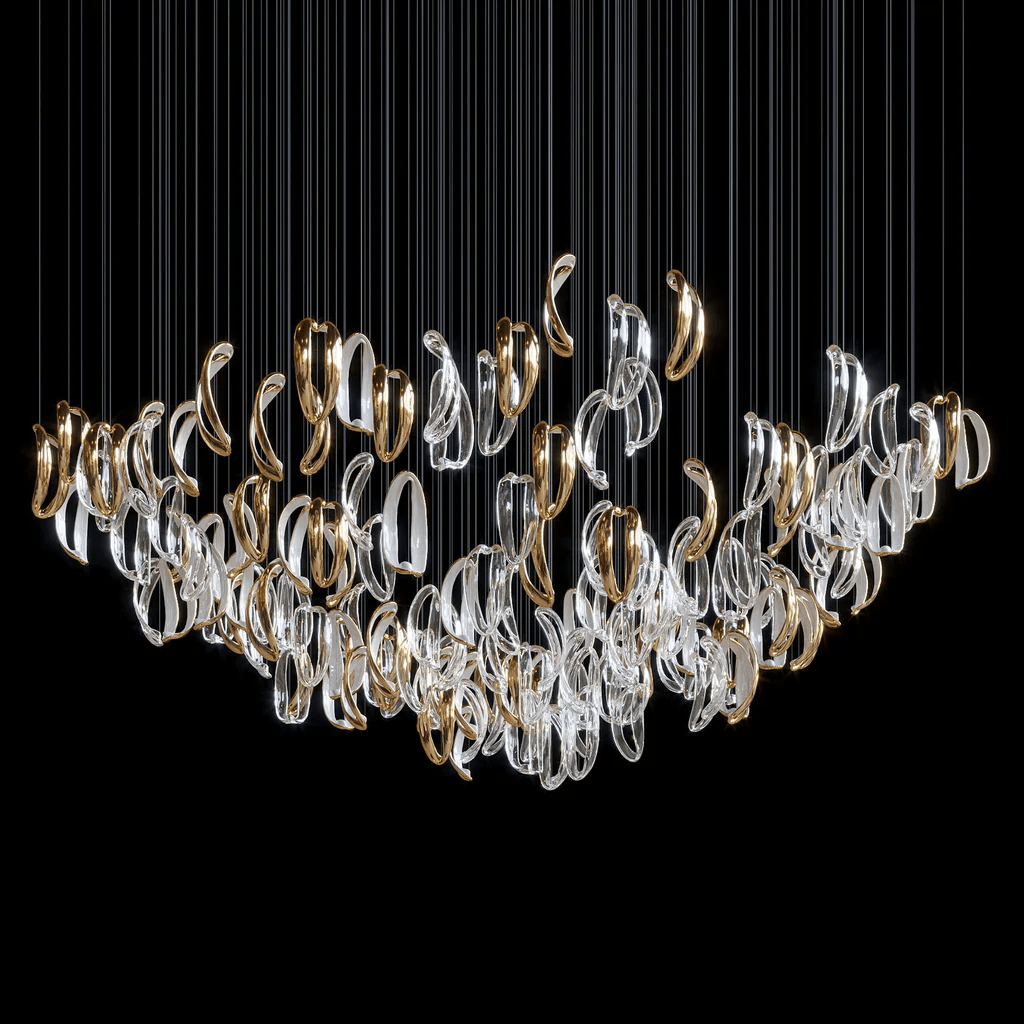 Designer Aqua Ripple Glass Art Customize Chandelier-Chandelier-Jecanoli