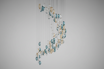 Designer Aqua Ripple Glass Art Customize Chandelier-Chandelier-Jecanoli
