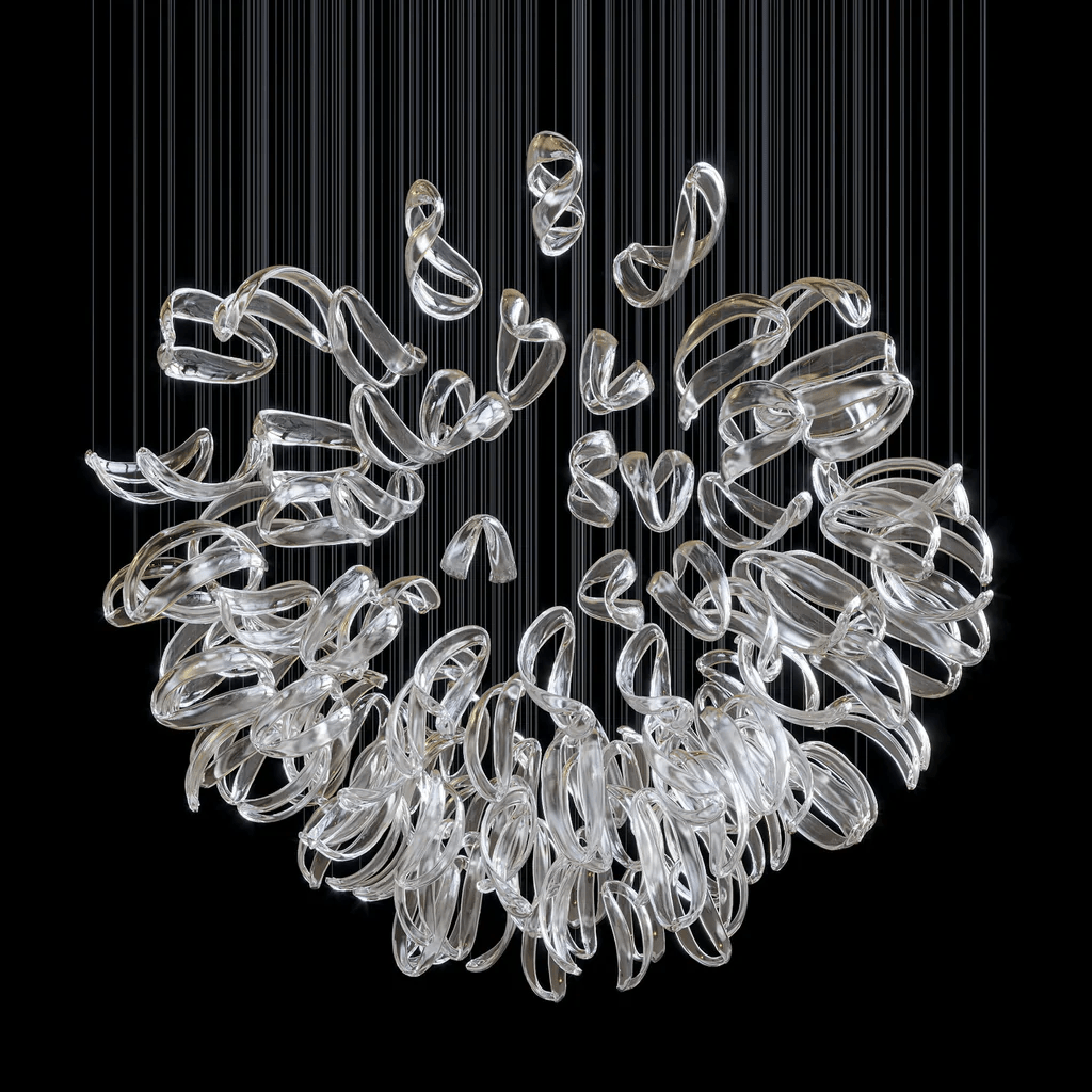Designer Aqua Ripple Glass Art Customize Chandelier-Chandelier-Jecanoli