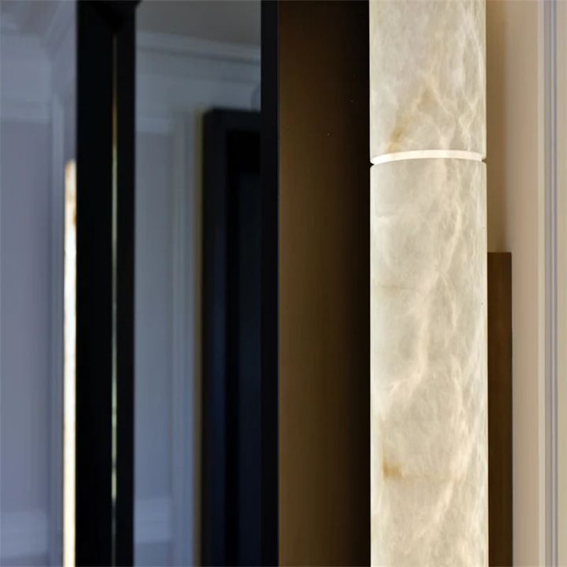 Alabaster Cylindrical Sconce-Wall Sconce-Jecanoli