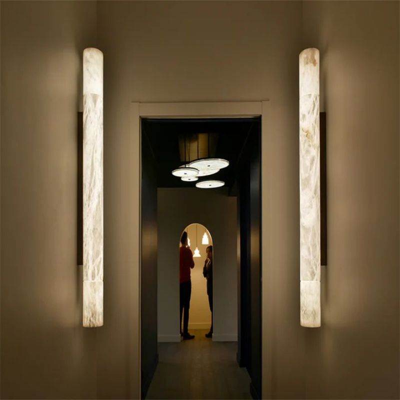 Alabaster Cylindrical Sconce-Wall Sconce-Jecanoli