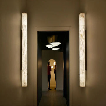 Alabaster Cylindrical Sconce-Wall Sconce-Jecanoli