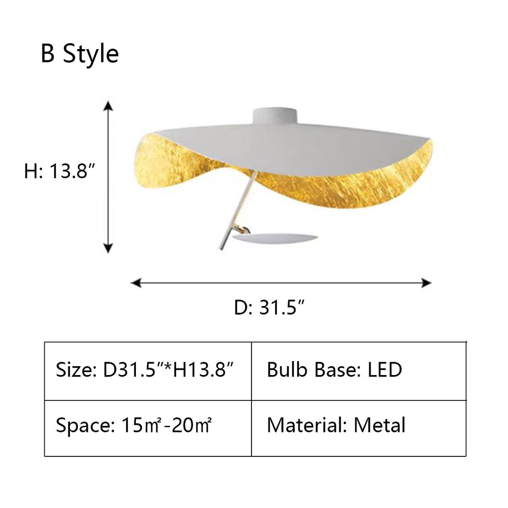 B Style: D31.5"*H13.8" chandelier,chandeliers,gold,luxury,mushroom,hat,ceiling,flush mount,black,led,dining room,living room,huge,large,big,round,Lederam Manta Pendant
